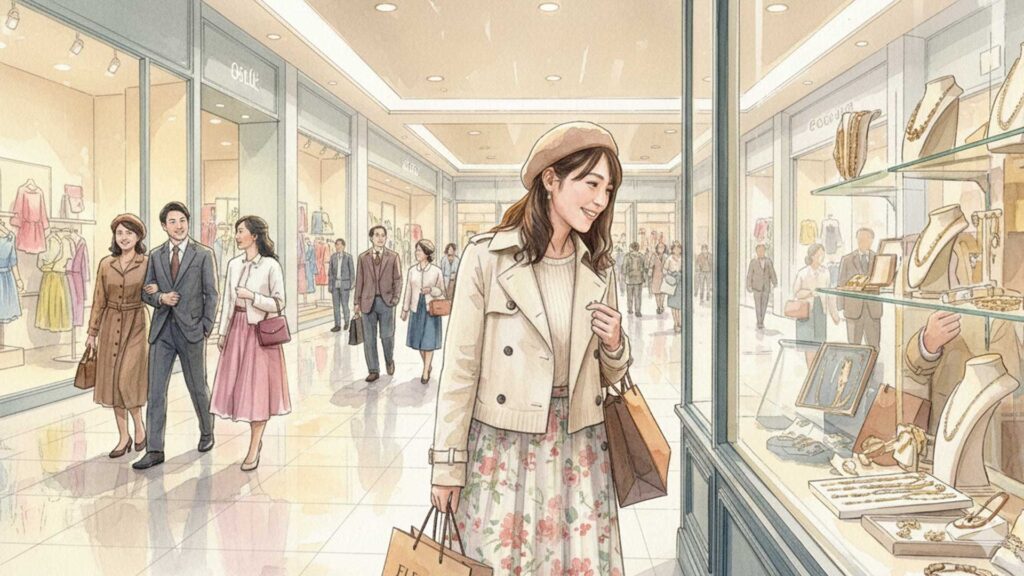 ウィンドウショッピングをする女性